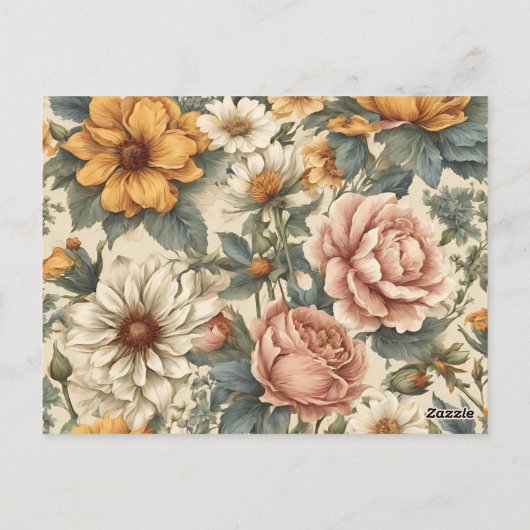 Elegante Vintage Bloemen  Briefkaart (Achterkant)