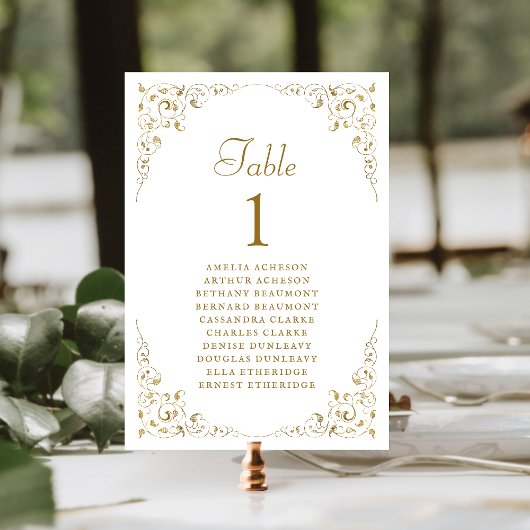 Elegante Vintage Bloemen Goud Witte Bruiloft Kaart