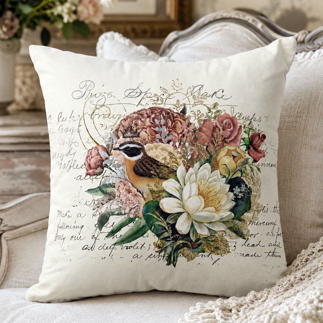 Elegante Vintage Bloemen Kussen (Shabby Chic Throw Pillow)