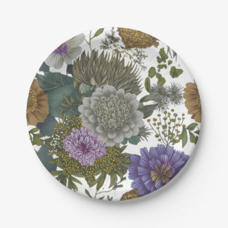 Elegante Vintage Bloemen Papieren Borden Bordje