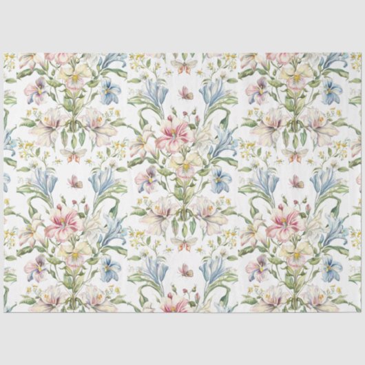 Elegante Vintage Bloemen Tissuepapier (Voorkant)
