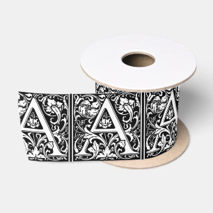 Elegante Vintage BloemenBrief een Monogram Satijnen Lint