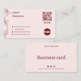 Elegante vintage bloemencode zakenkaart met QR-cod Visitekaartje