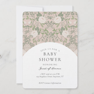 Elegante Vintage Bloemendamask Baby Shower Uitnodi Kaart