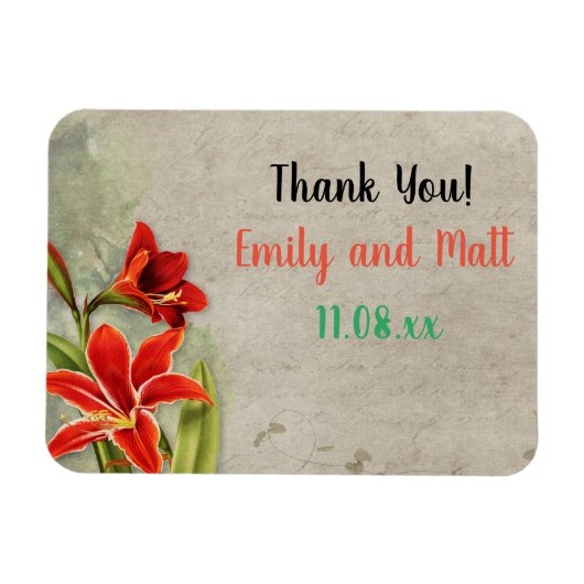 Elegante Vintage Bloemendesign met tekst Magneet (Horizontaal)