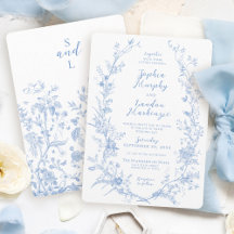 Elegante Vintage Bloemenkrans Blauw & Witte Huweli