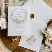 Elegante Vintage Bloemenkrans Bruiloft Kaart