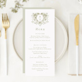 Elegante Vintage Bloemenkroon Trouwmenu Menu