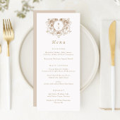 Elegante vintage bloemenkroon trouwmenu menu