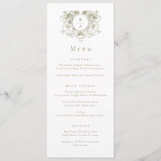 Elegante Vintage Bloemenkroon Trouwmenu Menu (Voorkant)