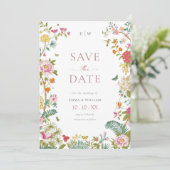 Elegante Vintage Bloemenprint Save The Date (Staand voorkant)
