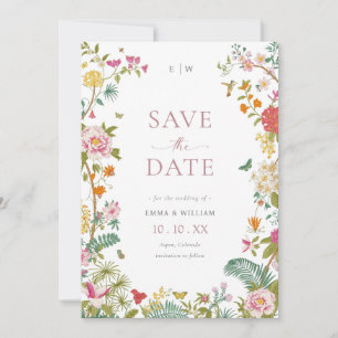 Elegante Vintage Bloemenprint Save The Date