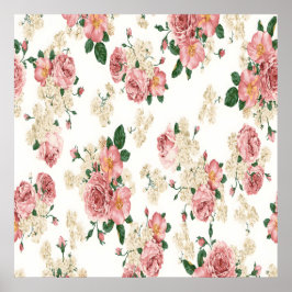 Elegante vintage bloemige behangposter poster