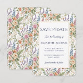 Elegante Vintage Bloemige Botanische Save The Date (Voorkant / Achterkant)