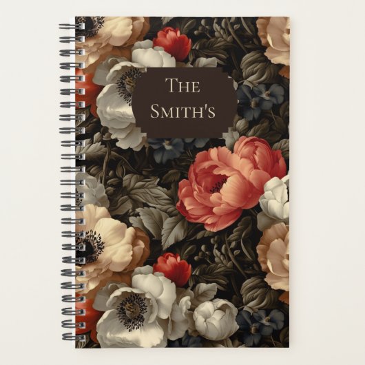 Elegante Vintage Bloemige Gezinsplanner Planner (Voorkant)