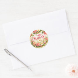 Elegante vintage bloemige Moederdag-envelop Ronde Sticker