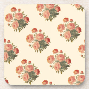 Elegante Vintage Bloemige Roze Pioenrozen Bier Onderzetter