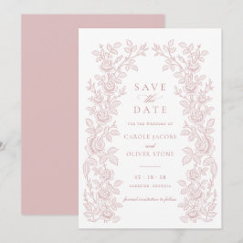 Elegante Vintage Bloemige Roze Save the Date Kaart