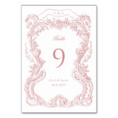 Elegante Vintage Bloemige Roze Toile Bruiloft Kaart (Achterkant)