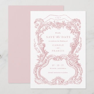 Elegante vintage bloemige roze toile 'Save the Dat Kaart