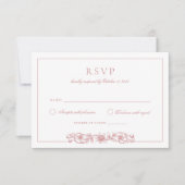 Elegante Vintage Bloemige Roze Trouw RSVP Kaart (Voorkant)