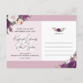 Elegante Vintage Bloemige Stof Mauve Save The Date Briefkaart (Achterkant)