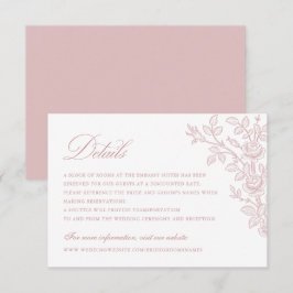 Elegante Vintage Bloemige Stofrose Huwelijksdetail Kaart