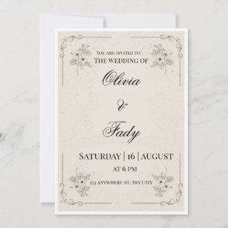 Elegante Vintage Bloemige Trouw Uitnodigingskaart Kaart