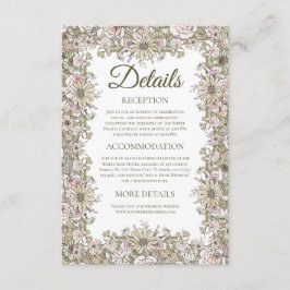 Elegante Vintage Bloemige Trouwdetails Kaart