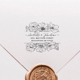 Elegante vintage bloemige trouwretouradres rubberstempel