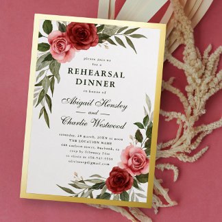 Elegante Vintage Bloemige Witte Oefenavondmaal Folie Uitnodiging