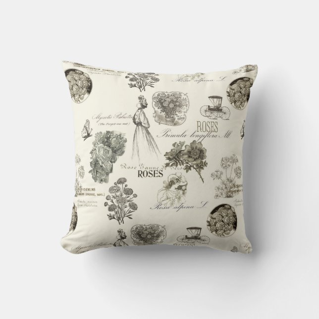 Elegante vintage bloempatroon kussen (Voorkant)
