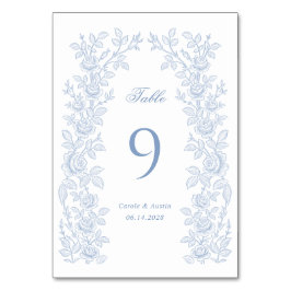 Elegante Vintage Bloemrijke Frame Stofblauw Bruilo Kaart
