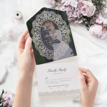 Elegante Vintage Bloemrijke Kanten Frame Foto Brui