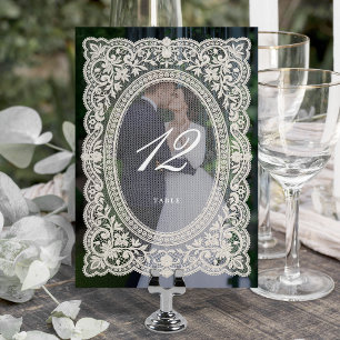 Elegante Vintage Bloemrijke Kanten Frame Foto Brui Kaart