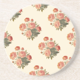 Elegante Vintage Bloemrijke Roze Pioenrozen  Zandsteen Onderzetter