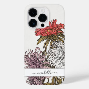 Elegante Vintage Bloemrijke Script Naam Case-Mate iPhone 14 Pro Hoesje