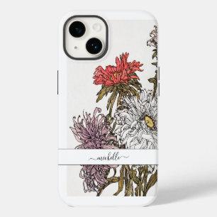 Elegante Vintage Bloemrijke Script Naam iPhone 14 Hoesje