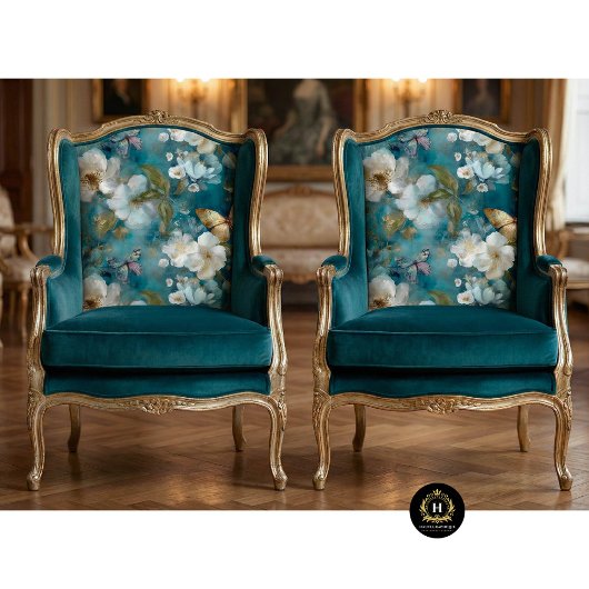 Elegante Vintage Bloemstoel Upcycle Decoupage Tissuepapier