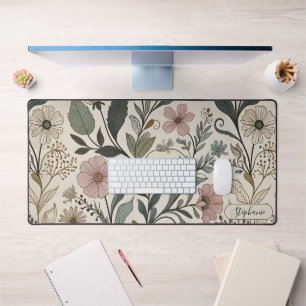 Elegante Vintage Bloom Werkbladmat Gepersonaliseer Bureaumat