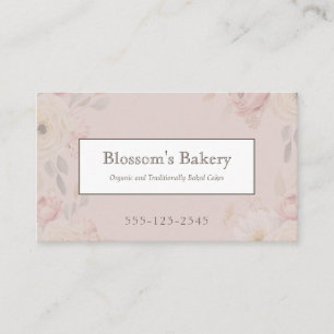 Elegante Vintage Blush Bloemrijke Bakkerij Visitekaartje