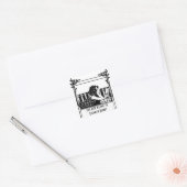 Elegante vintage boekplaat vierkante sticker (Envelop)