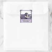 Elegante vintage boekplaat vierkante sticker (Tas)