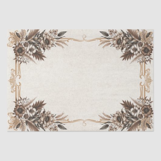 Elegante Vintage Boheem Bloemige Bruiloft Tissuepapier (Voorkant)