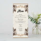 Elegante Vintage Boheemse Bloemen Bruiloftsmenu Menu (Staand voorkant)