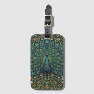 Elegante vintage bohemien pauwontwerp bagagelabel