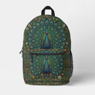 Elegante vintage bohemien pauwontwerp bedrukte rugzak