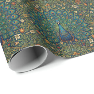 Elegante vintage bohemien pauwontwerp cadeaupapier