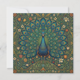 Elegante vintage bohemien pauwontwerp kaart