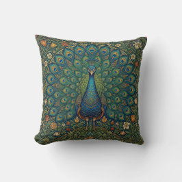 Elegante vintage bohemien pauwontwerp kussen